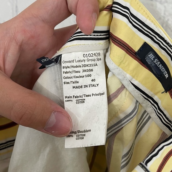 Jil Sander Yellow Striped Wide Leg Pleated Pants - Picture 6 of 10